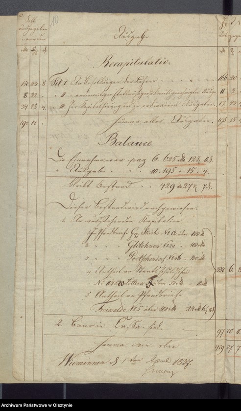 image.from.unit.number "Schul-Kassen Rechnung des Kirchspiels Widminnen"