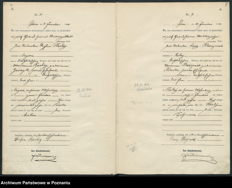 Obraz 6 z jednostki "Księga miejscowa urodzeń [Rejestr główny urodzeń]"