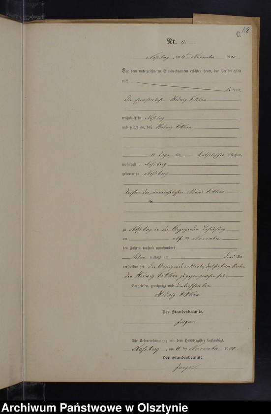 Obraz 20 z jednostki "Sterbe-Neben-Register Nr 1 - 19"