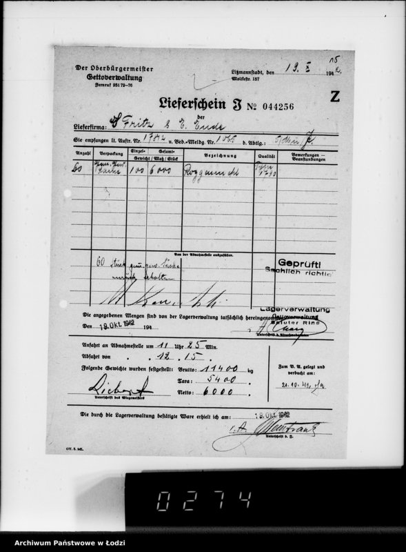 Obraz 19 z jednostki "Aufträge, [Lieferscheinen und Rechnungen] 17811-17860 [Dostawa żywności do Getta]"