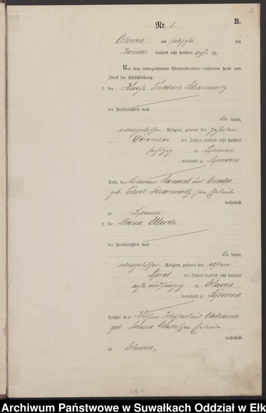 image.from.unit.number "Heiraths-Neben-Register des Preussischen Standes-Amtes Orlowen Kreis Loetzen für das Jahr 1880"