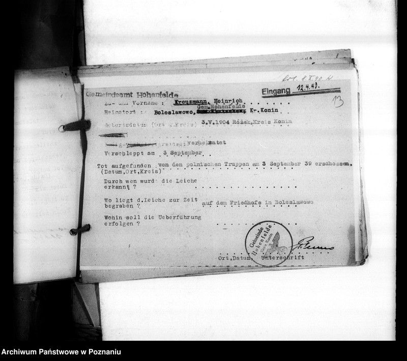 Obraz 17 z jednostki "Wykazy miejscowych Niemców, którzy zginęli w 1939 roku"