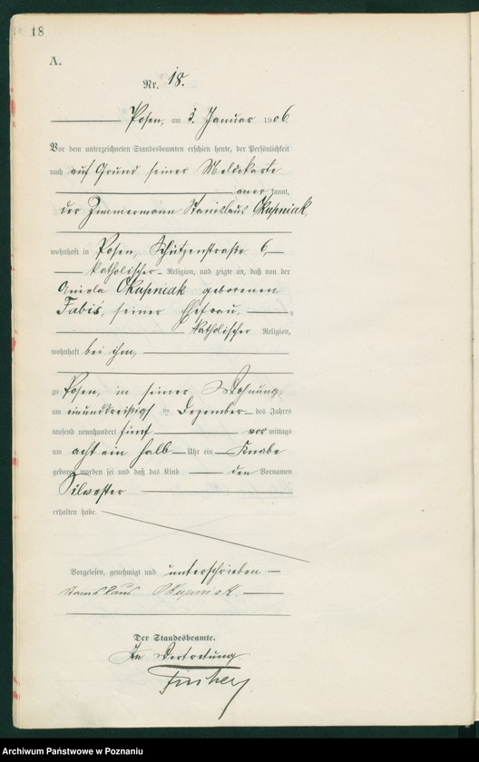 Obraz 20 z jednostki "Księga miejscowa urodzeń tom I"