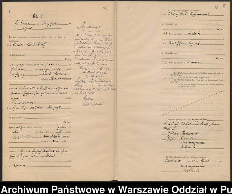 Obraz 10 z jednostki "Księga małżeństw parafii ewangelicko-augsburskiej w Opaleńcu"