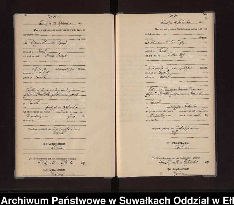 image.from.unit.number "Sterbe-Neben-Register des Königlichen Preussischen Standes-Amtes Gneist Kreis Lötzen"