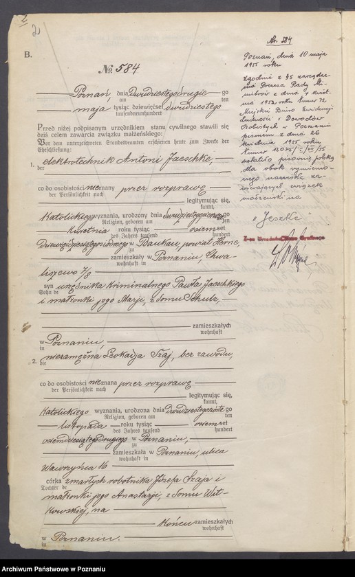 Obraz 4 z jednostki "Księga miejscowa małżeństw tom III [Rejestr główny małżeństw]"