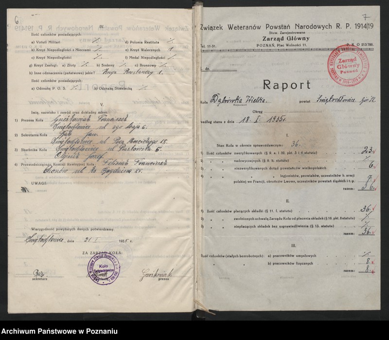 image.from.unit.number "Raporty ze stanu kół okręgu pomorskiego i śląskiego Związku Weteranów Powstań Narodowych Rzeczypospolitej Polski."