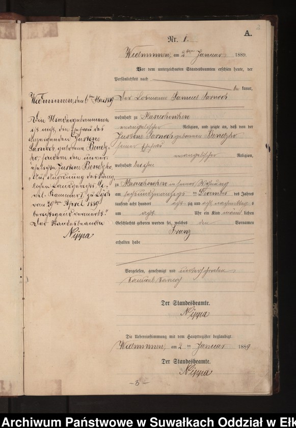 image.from.unit.number "Geburts-Neben-Register des Preussischen Standes-Amtes Widminnen Kreis Loetzen"