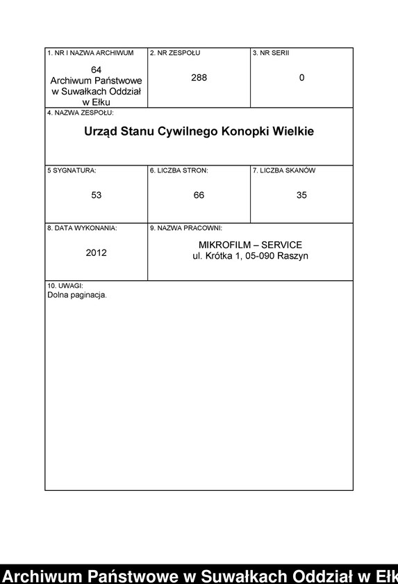 Obraz 1 z jednostki "Sterbe-Neben-Register des Preussischen Standes-Amtes Gross Konopken Kreis Loetzen"