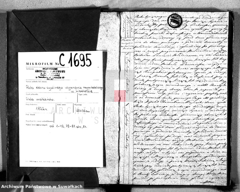 image.from.unit.number "Księga Aktów Zaślubionych Urzędnika Stanu Cywilnego Gminy Liszkowskiey od 1- go stycznia 1822 roku"