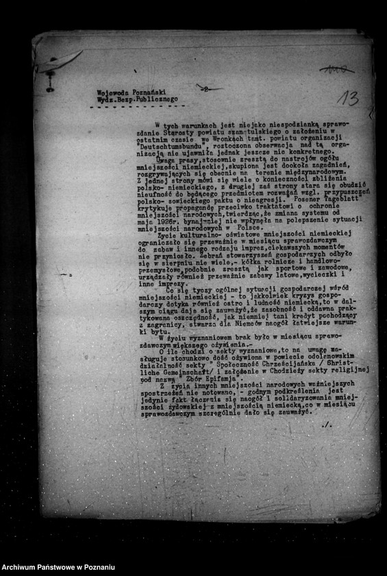 Obraz 17 z jednostki "Sprawozdania sytuacyjne z życia mniejszości narodowych za miesiące lipiec, sierpień, wrzesień 1931 r."