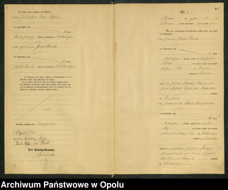 image.from.unit.number "Urząd Stanu Cywilnego Bierawa Księga małżeństw rok 1884-85"