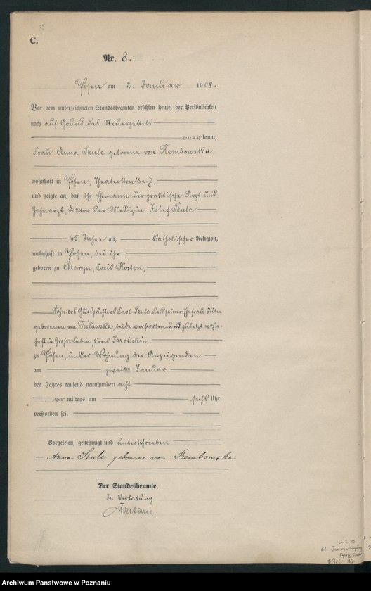 Obraz 10 z jednostki "Księga miejscowa zgonów tom I [Rejestr główny zgonów]"