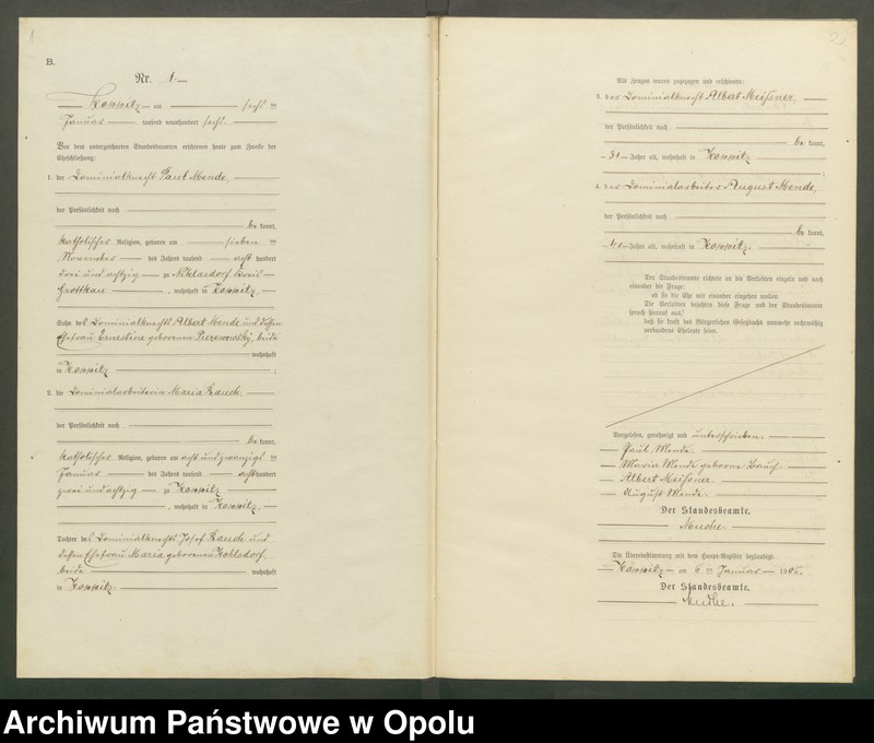 Obraz 4 z jednostki "Heiraths-Neben-Register Standesamts Koppitz pro 1906"