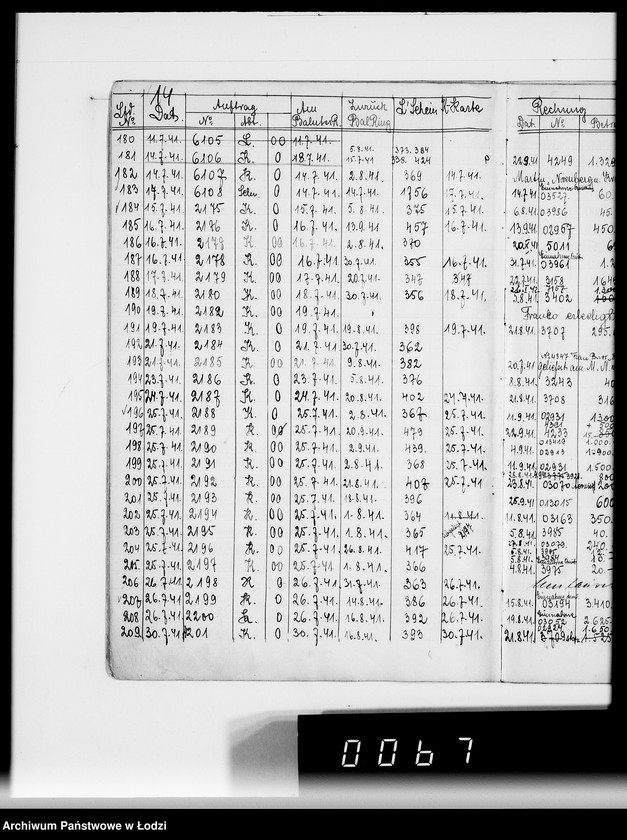 Obraz 19 z jednostki "Aufträge für die Abteilungen "Kurschnerei", "Polsterei", "Sattlerei", "Lederwarenabteilung""