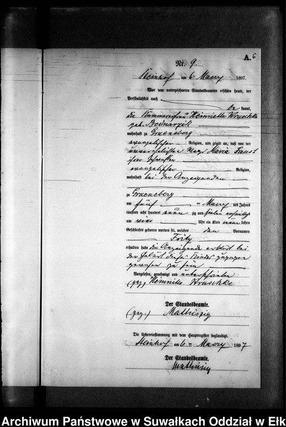 image.from.unit.number "Geburts-Neben-Register des Preussischen Standes-Amtes Gr. Strengeln Kreis Angerburg"