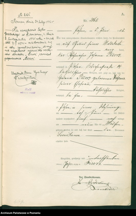 Obraz 9 z jednostki "Księga miejscowa urodzeń tom V"