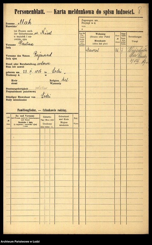 Obraz 10 z jednostki "[Spis ludności Łodzi] Mak - Makowski"