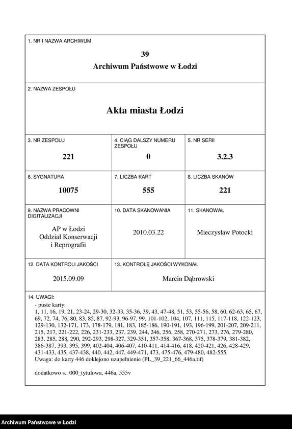 Obraz 1 z jednostki "[Księga ludności stałej m. Łodzi guberni piotrkowskiej nr domu 418-421]"
