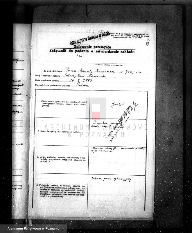 Obraz 10 z jednostki "Zatwierdzenie zakładu przemysłowego /odlewni żelaza/ Fr. Janaszewski w Gostyniu"