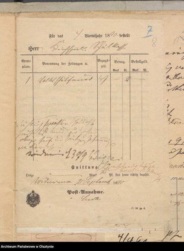 image.from.unit.number "Einnahme und Ausgabe Beläge der Kirchspiels Schulkasse in Widminnen"