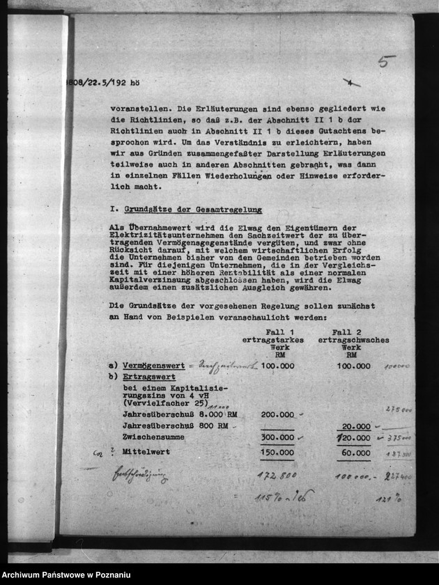 Obraz 9 z jednostki "Erläuterungen zu den Richtlinien für die Übertragung gemeindlicher Elektrizitätsversorgungsunternehmen auf die Elektrizitätswerke Wartheland A.G. - Posen"