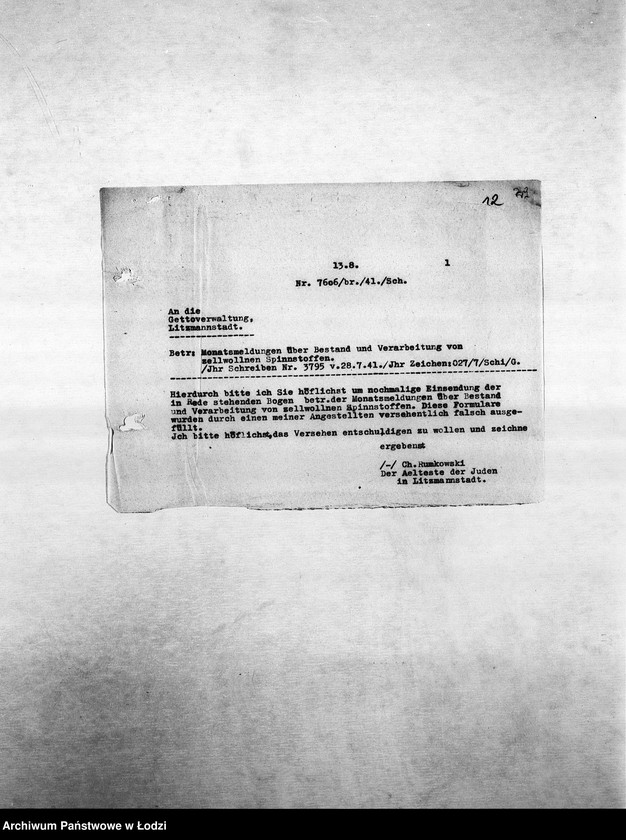 Obraz 15 z jednostki "Textil-Fabrikations-Abteilung [Produkcja i zapotrzebowanie materiałów dla resortu pracy]"