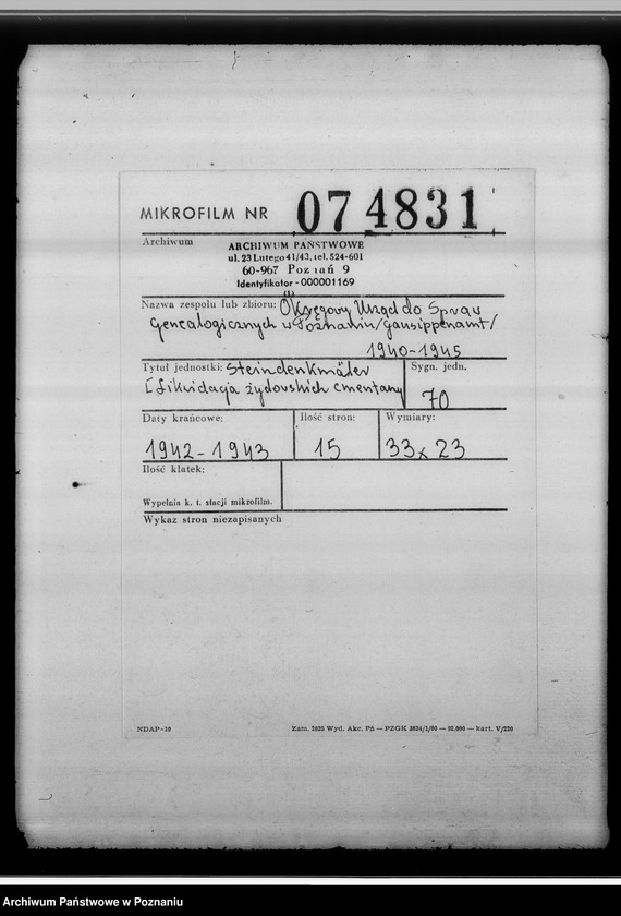 Obraz 2 z jednostki "Steindenkmäler [likwidacja żydowskich cmentarzy]"