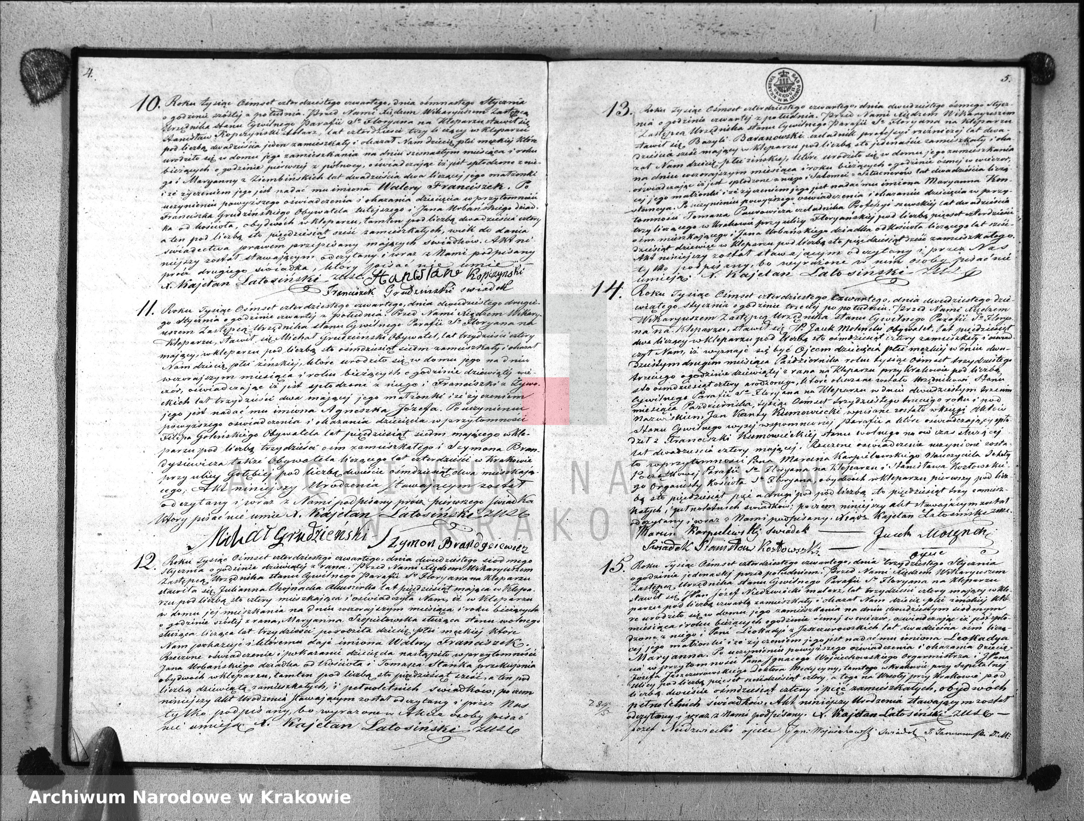 Skan z jednostki: Księga Aktów Urodzenia i Uznania dla Parafii So Floryana na Klaparzu na Rok 1844. sporządzona