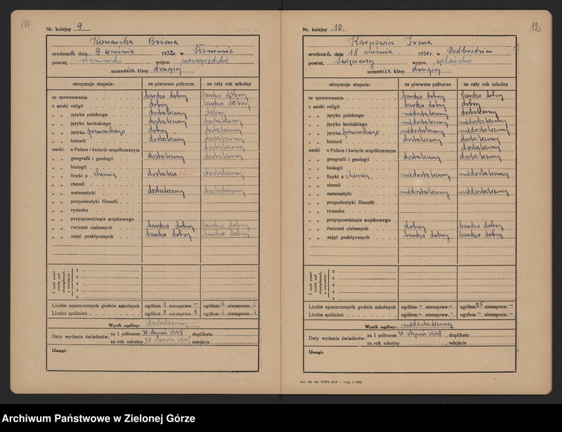 image.from.unit.number "Państwowe Gimnazjum i Liceum w Zielonej Górze -Katalog główny -klasa II b - rok szkolny 1947/1948"