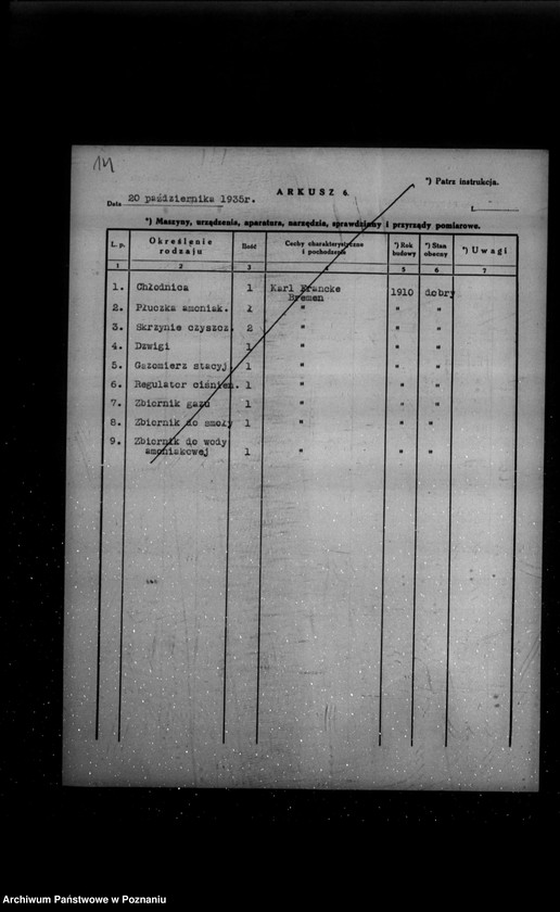 Obraz 18 z jednostki "Kwestionariusz Gazowni Miejskiej w Jutrosinie powiat rawicki"