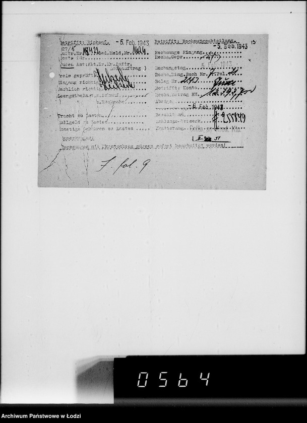 Obraz 17 z jednostki "Lebensmitteleinkauf. Aufträge, [Lieferscheinen und Rechnungen] 18421-18480"