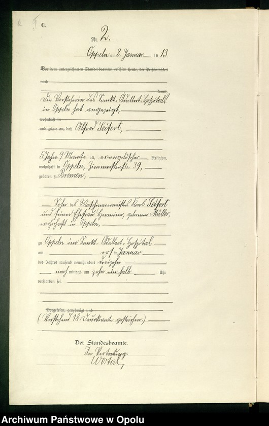 Obraz 6 z jednostki "Rejestr zgonów Księga Miejscowa Nr 1 do 419 1913"