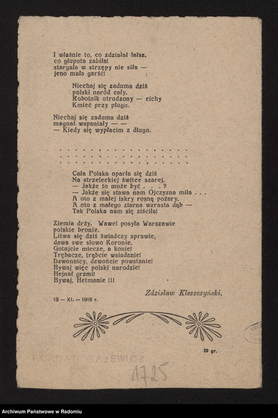 Obraz 15 z kolekcji "Poezja w archiwaliach skryta111"