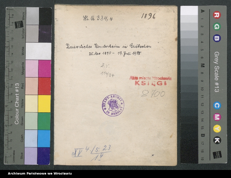 image.from.unit.number "Aufnahmebücher des früh. Kiserl. Kinderheims in Gräbschen"