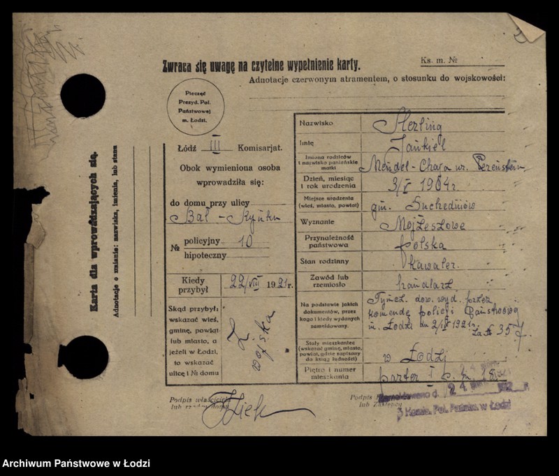 Obraz 4 z jednostki "[Spis ludności Łodzi] Szterling-Sztikert"