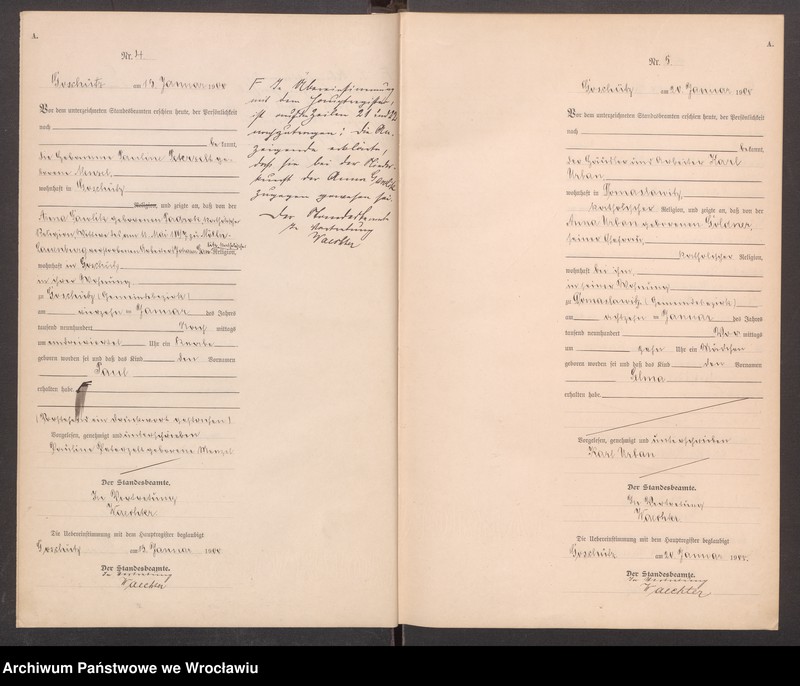 image.from.unit.number "księga urodzeń Urzędu Stanu Cywilnego w Goszczu (Goschütz) 1900"