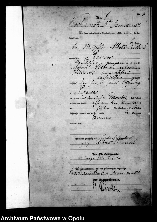 image.from.unit.number "Urząd Stanu Cywilnego Kochaniec Księga urodzeń rok 1884"