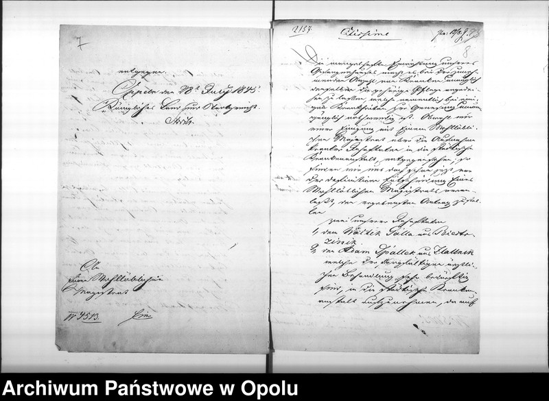 Obraz 9 z jednostki "Acta des Magistrats zu Oppeln betreffend den, zwischen den hiesigen Stadtkommune und dem hiesigen Königl[ichen] Land und Stadt-Gericht wegen Aufnahme der kranken Gefangenen in das städtische Krankenhaus, geschlossenen Vertrag"