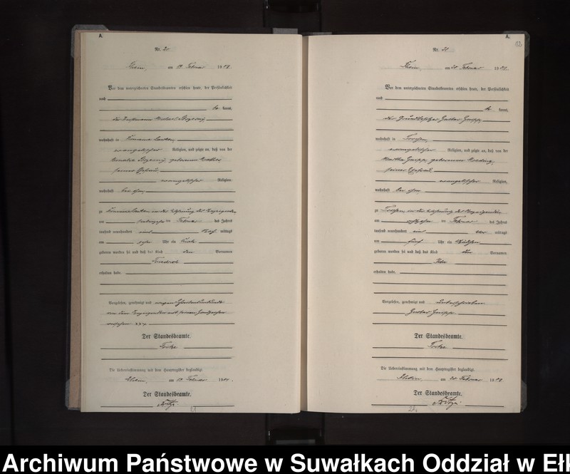 image.from.unit.number "Geburts-Neben-Register des Königlichen Preussischen Standes-Amtes Orlen Kreis Loetzen"