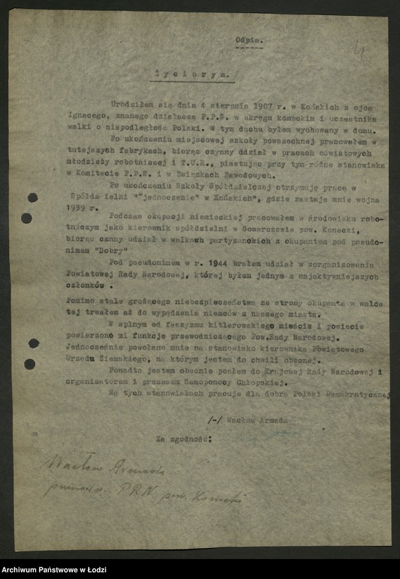 Obraz 6 z jednostki "Życiorysy [działaczy PPS różnych zawodów pełniących funkcje społeczno- polityczne]"