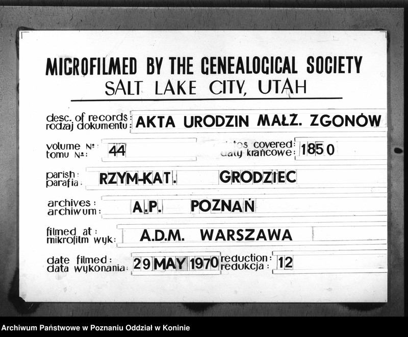 Obraz 1 z jednostki "Księga urodzeń, małżeństw i zgonu"