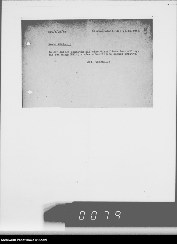 Obraz 13 z jednostki "[Zaświadczenia o zatrudnieniu i wykazy wydanych mebli biurowych dla oddziału osobowego]"