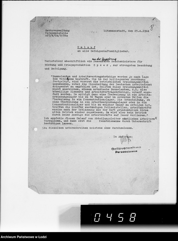 Obraz 12 z jednostki "Umläufe. [Pisma okólne do wydziałów i pracowników G.V.]"