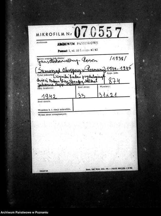 Obraz 2 z jednostki "Unterbringungsfrage gelöst [Wyniki badań psychologicznych dzieci Anton Lier, Theodor Müthel, Johanna Popp, Helmut]."