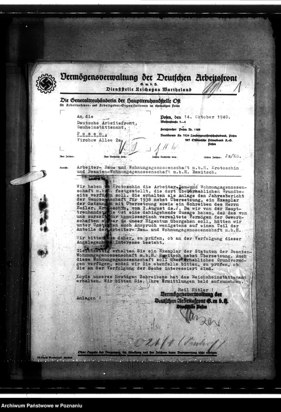 Obraz 5 z jednostki "Verwaltung des Wohnungsbesitzes ehemals polnischer Wohnungsunternehmen. Gründung der Kreiswohnungsgesellschaften"