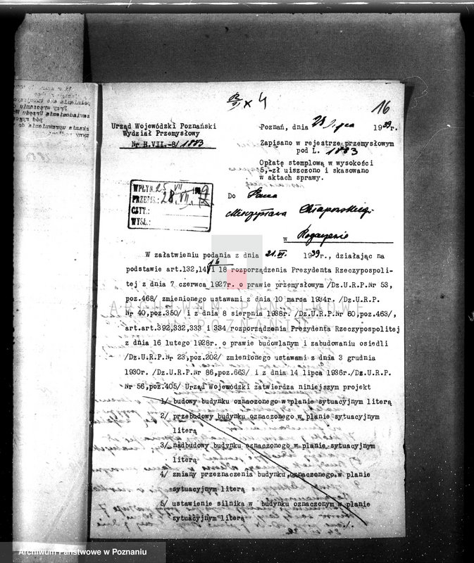 Obraz 20 z jednostki "/Zatwierdzenie budowy i urządzenia gorzelni rolniczej Chłapowskiego w Rogaczewie pow. Kościan/"