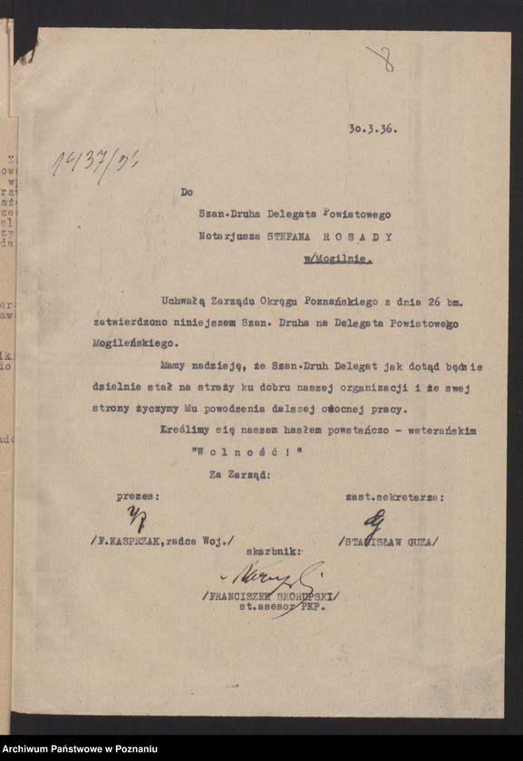 Obraz 12 z jednostki "Mogilno - akta delegata powiatowego."