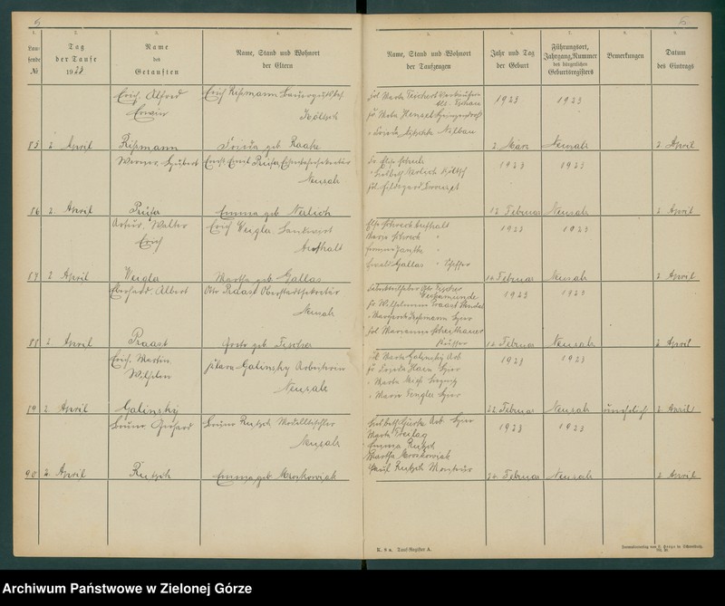 image.from.unit.number "Taufregister der evangelischen Kirche zu Neusalz a[n] O[der] Diöcese Freystadt N[ie]d[e]r Schl[iesen]"