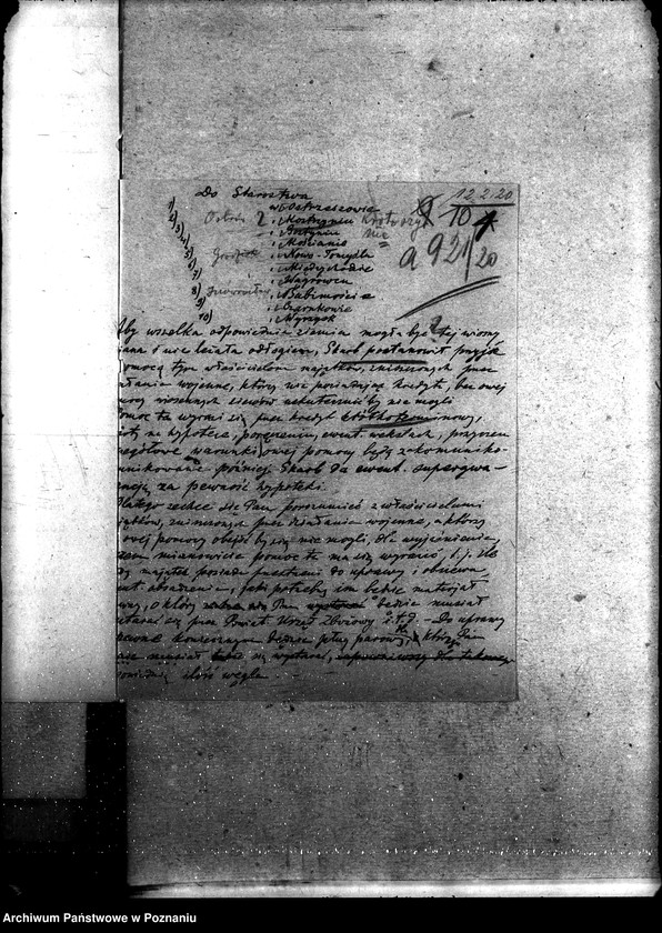 Obraz 14 z jednostki "Sprawy ogólno-administracyjne. Szkody wojenne, zapomogi gosp. rozporządzenie 9.3.20 r."